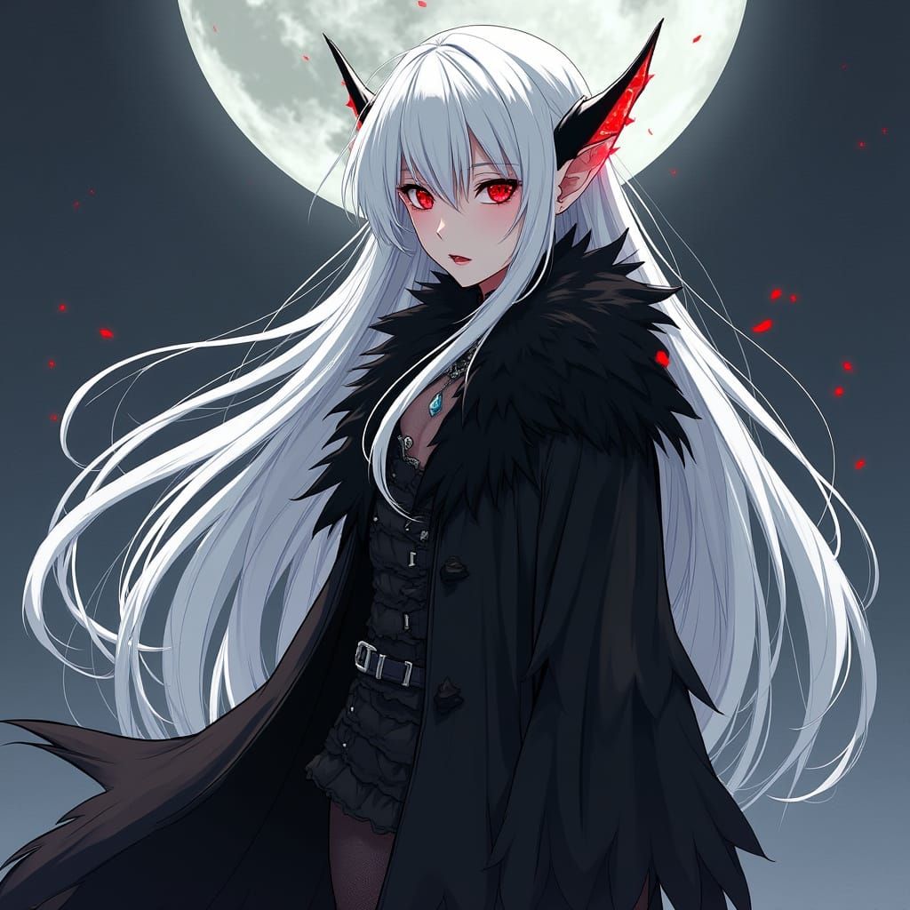 Ethereal Vampire Elf in Modern Anime Style