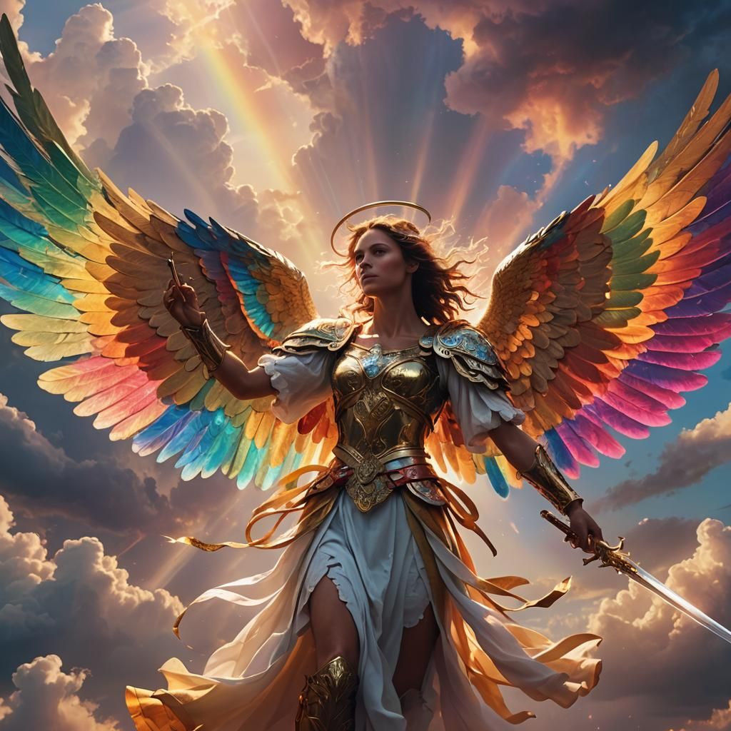 Radiant Angel Dances with Sword: Digital Matte Painting