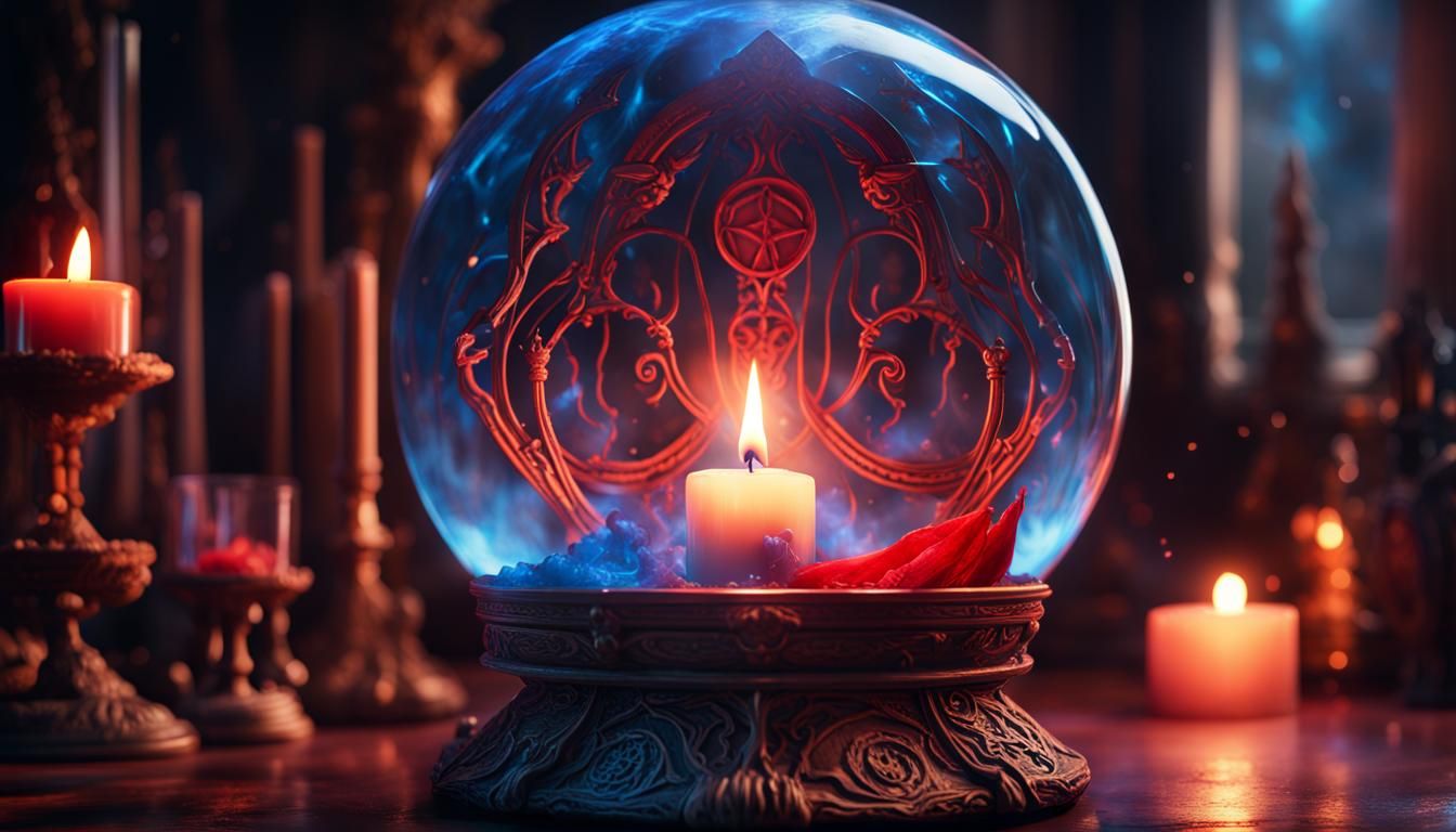 Tarot Card in Glass Ball, Epic Witch Style