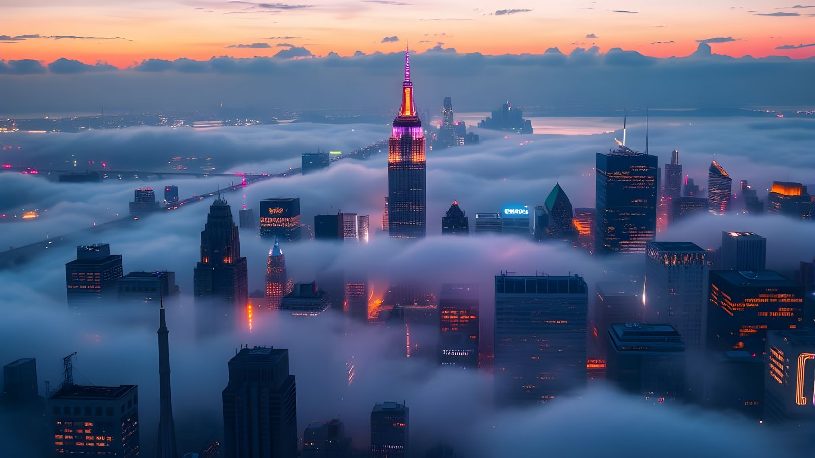 A NYC Cityscape At Dawn Of Iridescent Mist And Fog (For Dail...