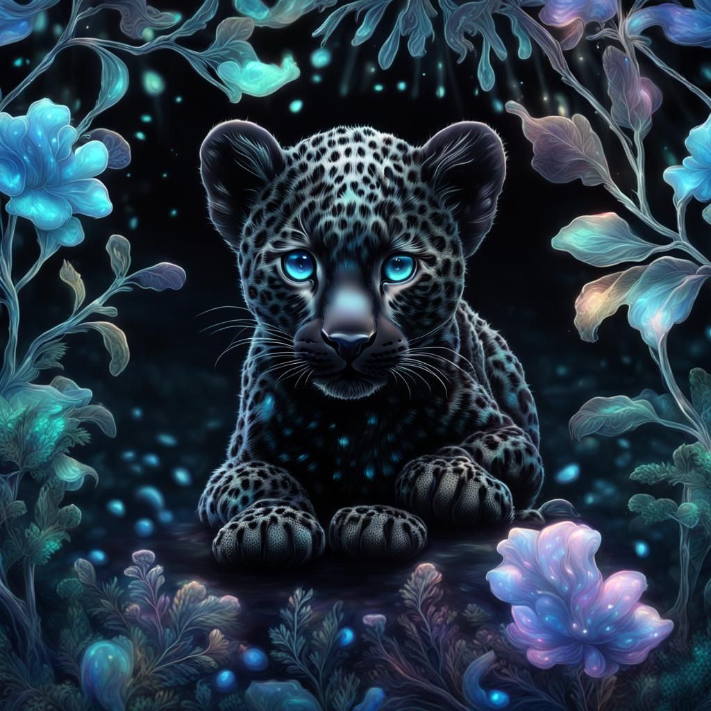 Bioluminescent Glass Leopard Cub Underwater
