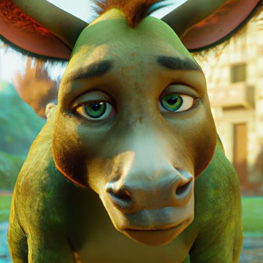 Sad Shrek Donkey, Detailed Matte Painting