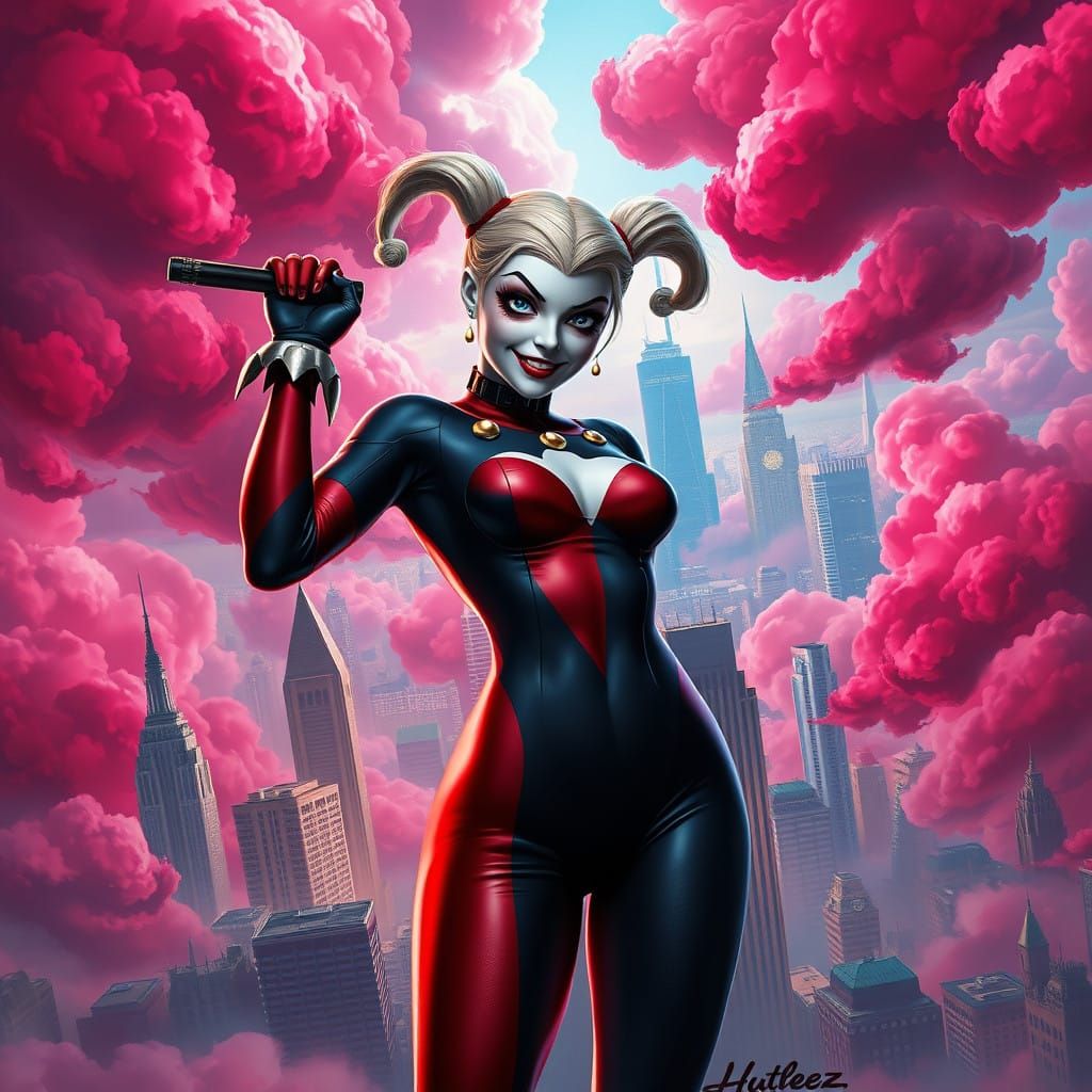 Vibrant Gotham Cityscape in Detailed Matte Painting Style