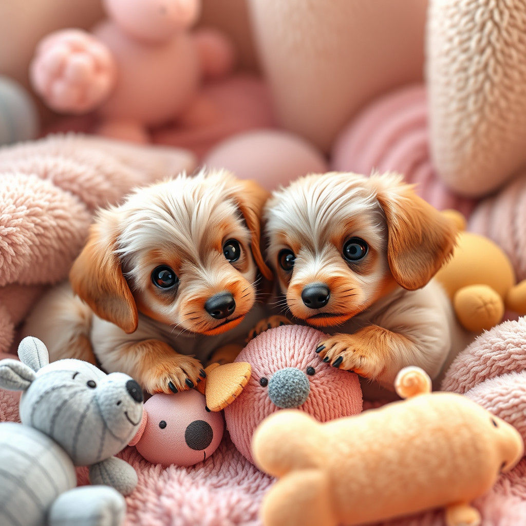 Adorable Dachshund Puppies in Anime 3D Style