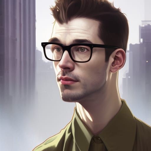 Detailed Portrait of Geek in Urban Setting