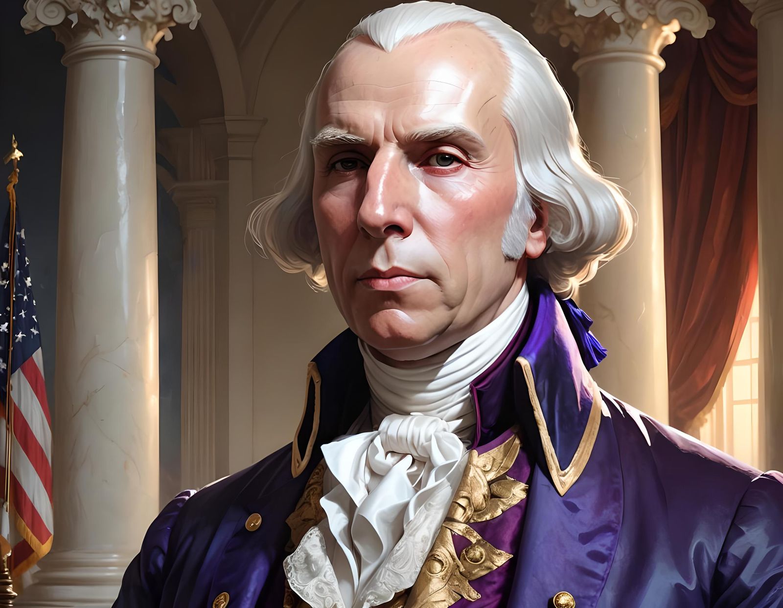 James Madison Portrait in Hyperdetailed Art Style