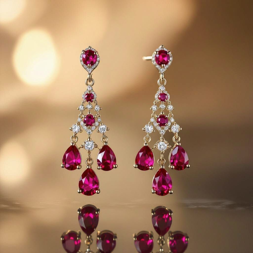 Ruby Cascade Drop Earrings in Philips Style