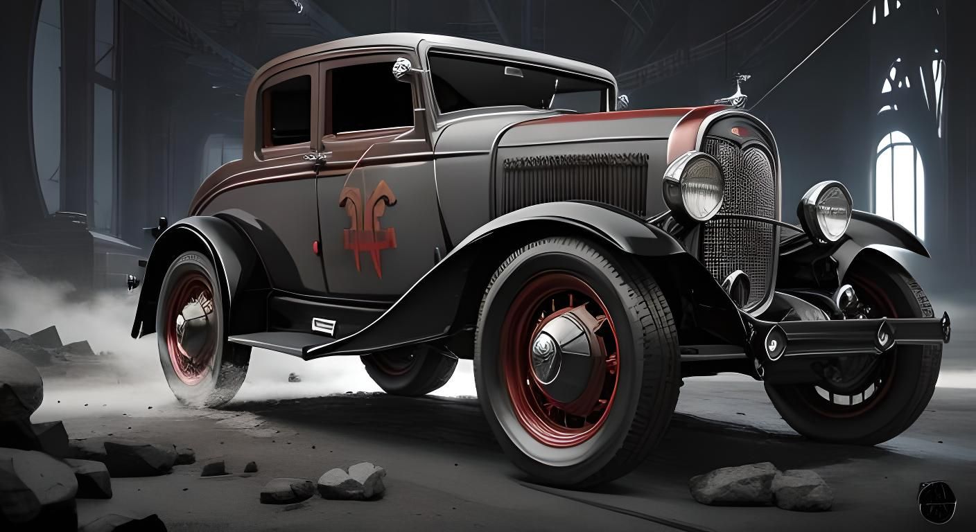 Monochromatic Red 1932 Ford V8: Matte Painting
