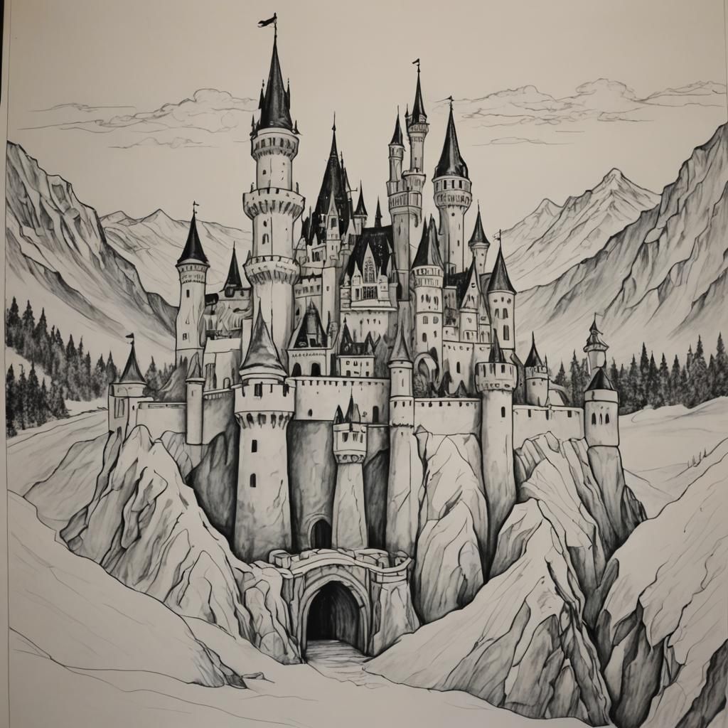 Child's Line Drawing: Ice Princess Castle