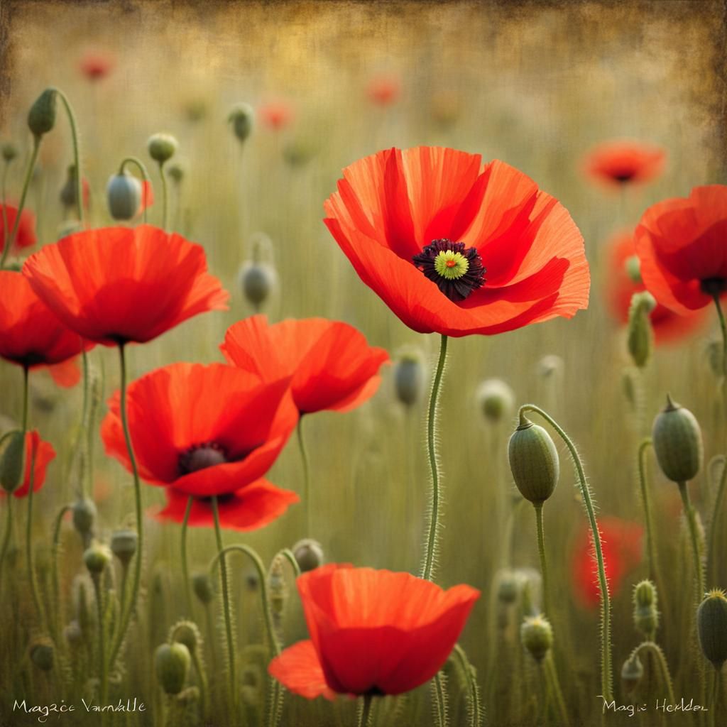 Vibrant Poppies in a Modern Floral Style