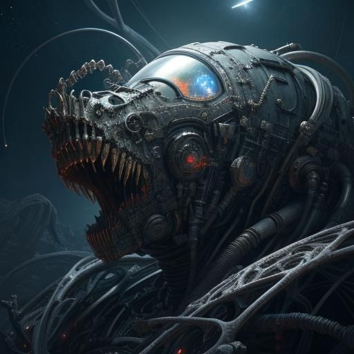 Surreal Biopunk Horror Monster in Galactic Space