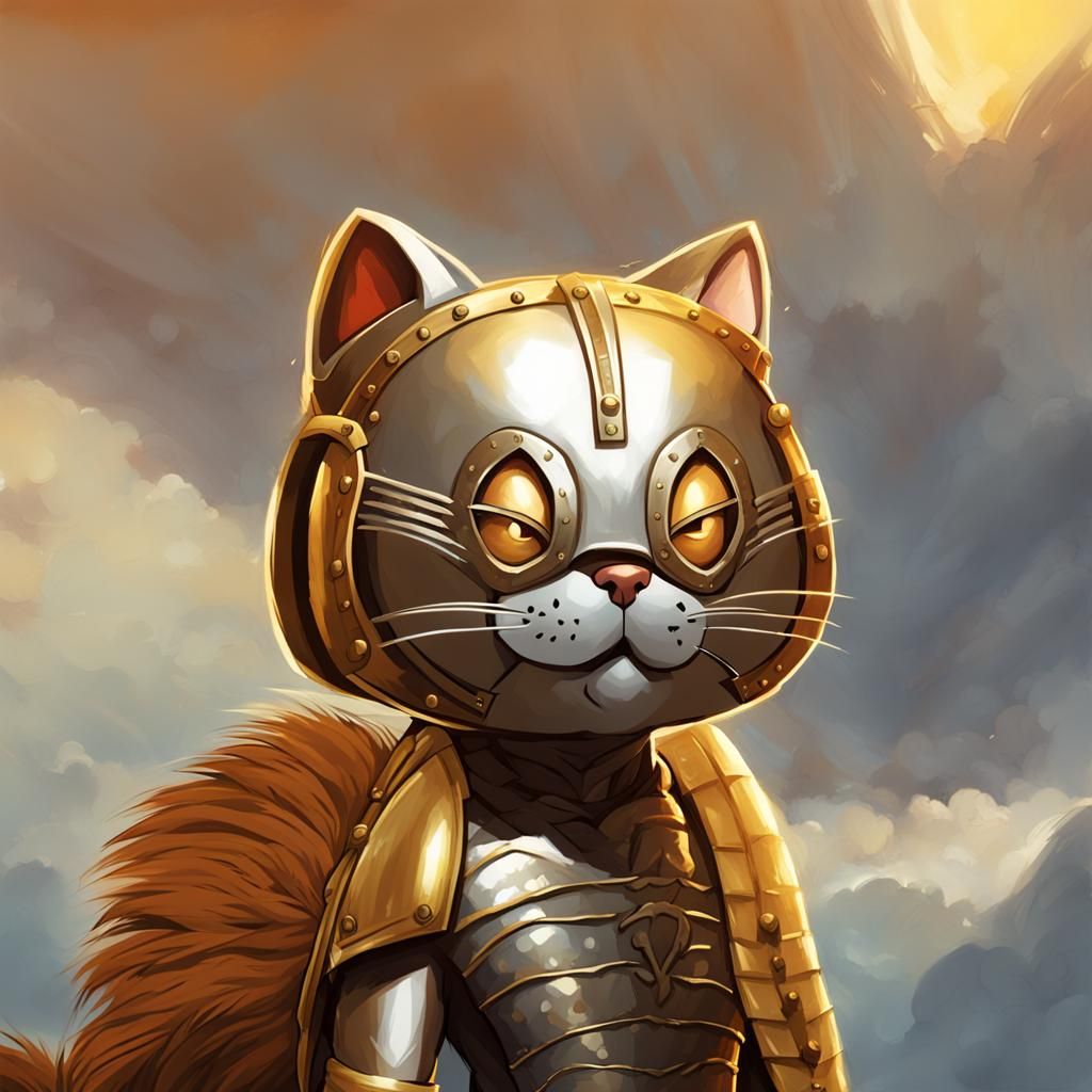 Epic Feline Gladiator in Comic Book Style