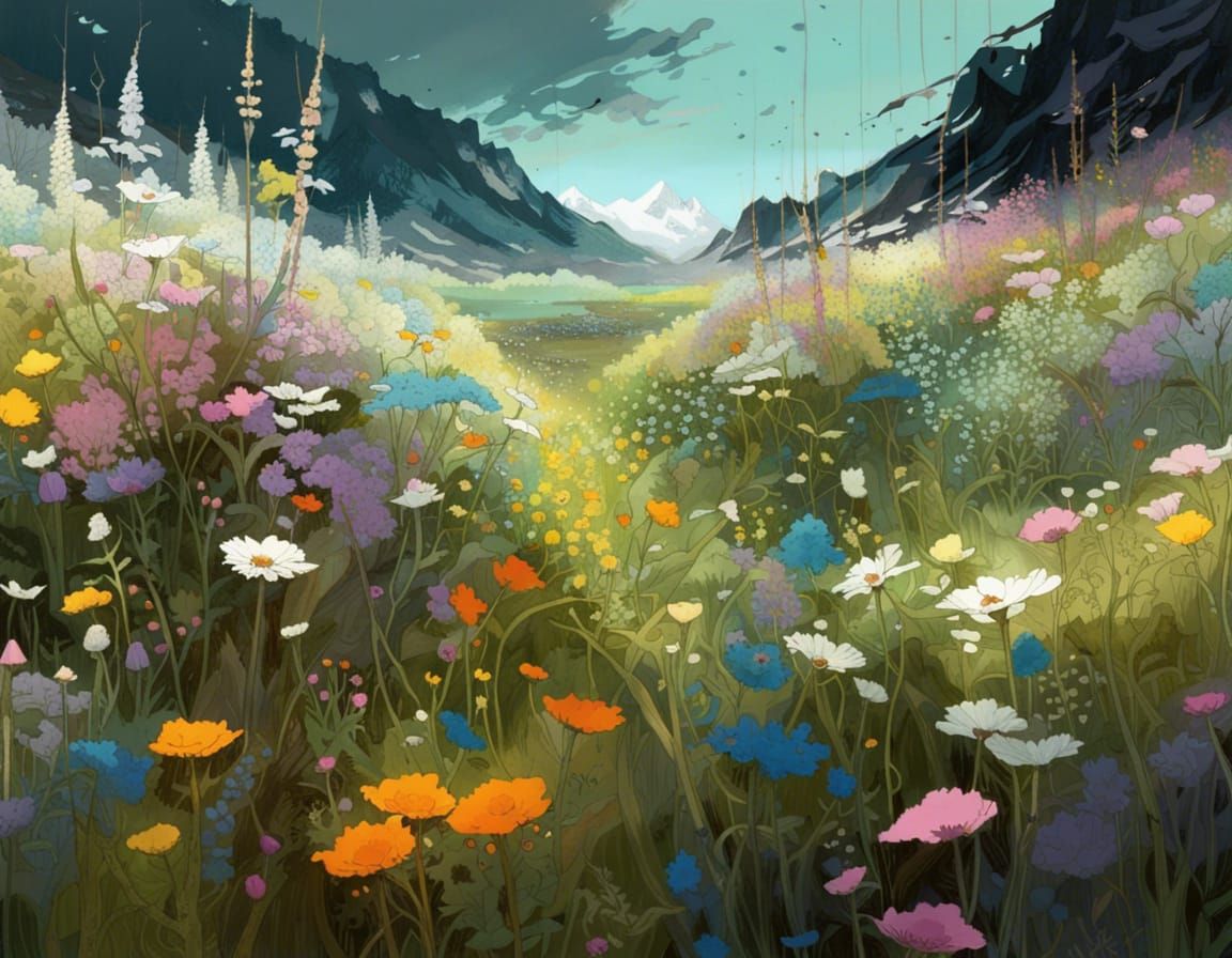 Wildflower Meadow: Fantasy Masterwork by Jung Gi
