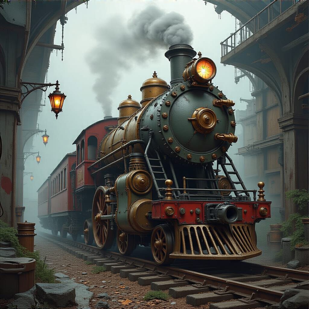 Grimdark Steampunk Engine Illustration