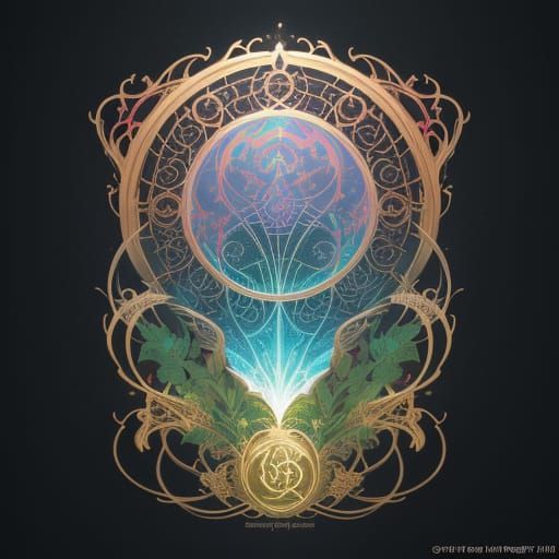 Radiant Ouroboros Sigil in Gouache Style