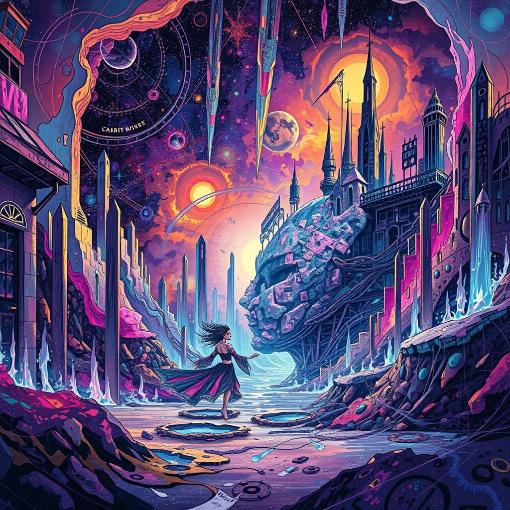 Galactic Spirit Realm in Retro Synthwave Style