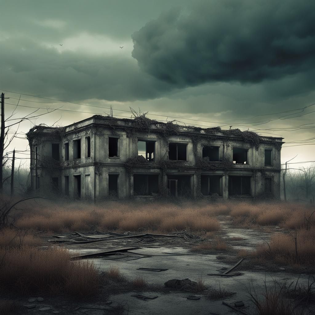 Post-Apocalyptic Landscape with Abandoned Buildings