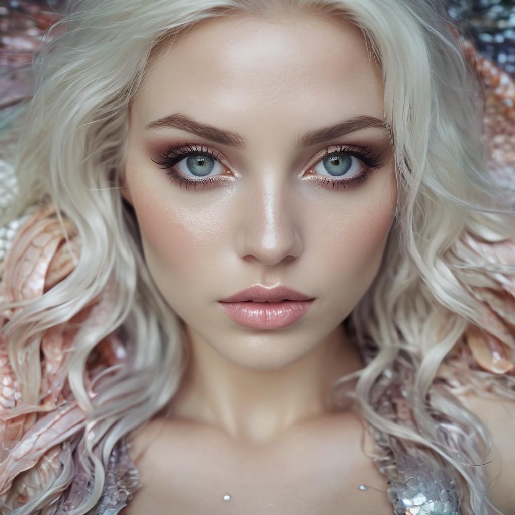 Sensual Mermaid Portrait in Pastel Colors