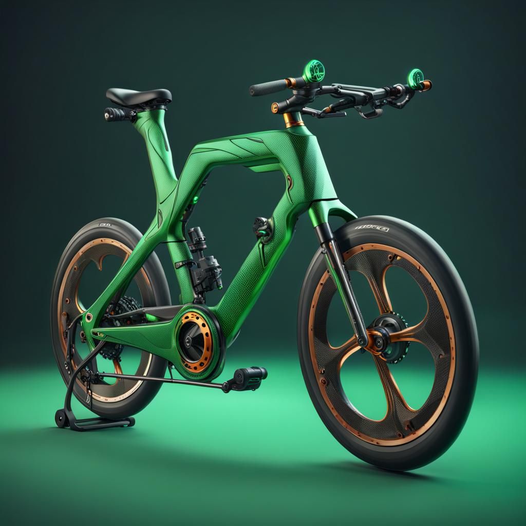 Futuristic Green Carbon Race Bicycle with Cardan Drive