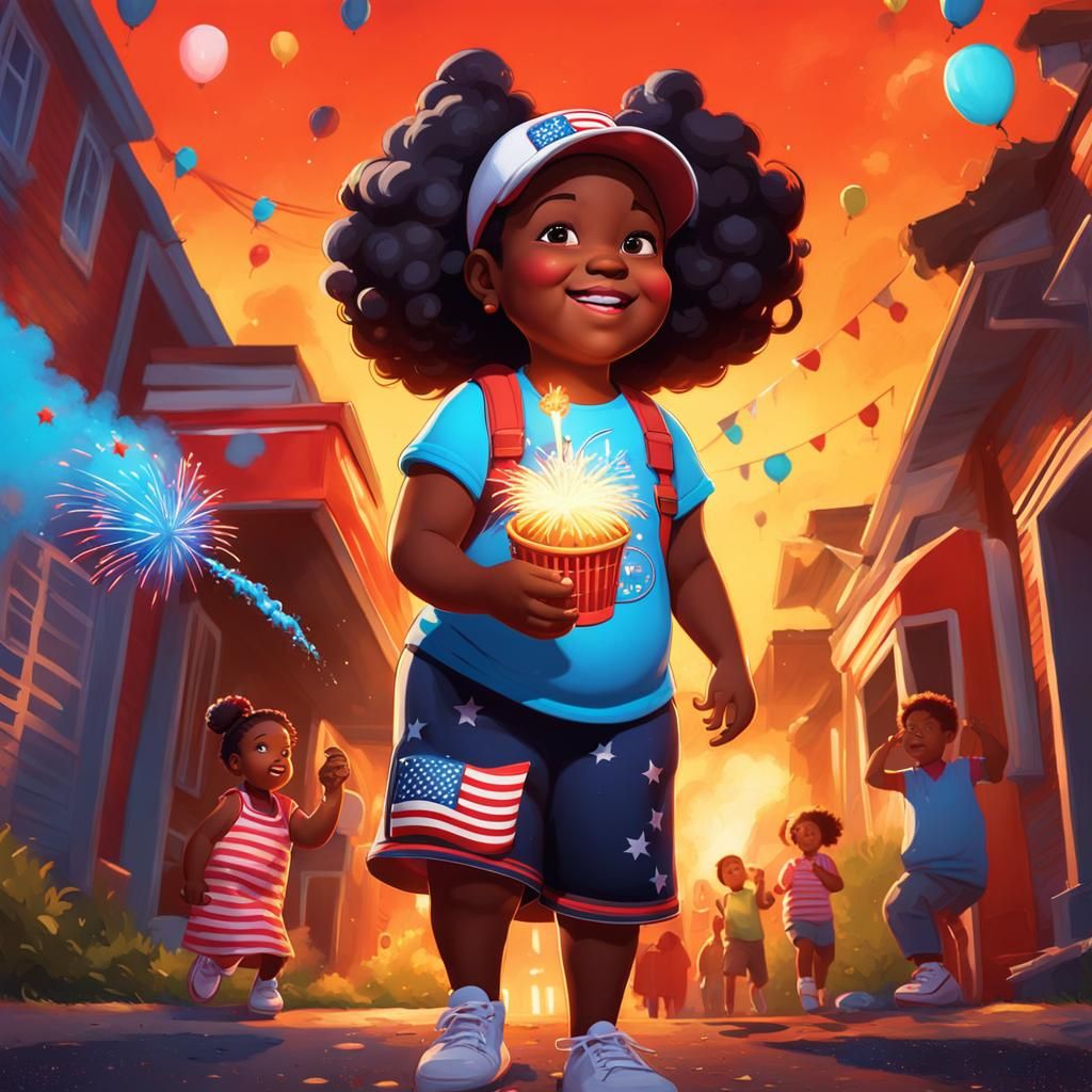 Festive 4th of July BBQ in Graffiti Art Style