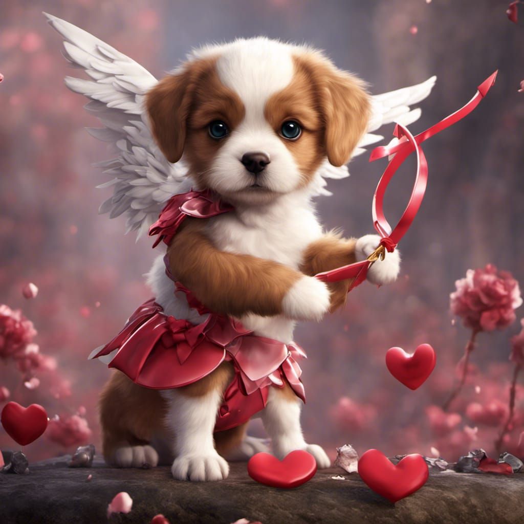 Cupid Puppy: Adorable Fantasy Concept Art