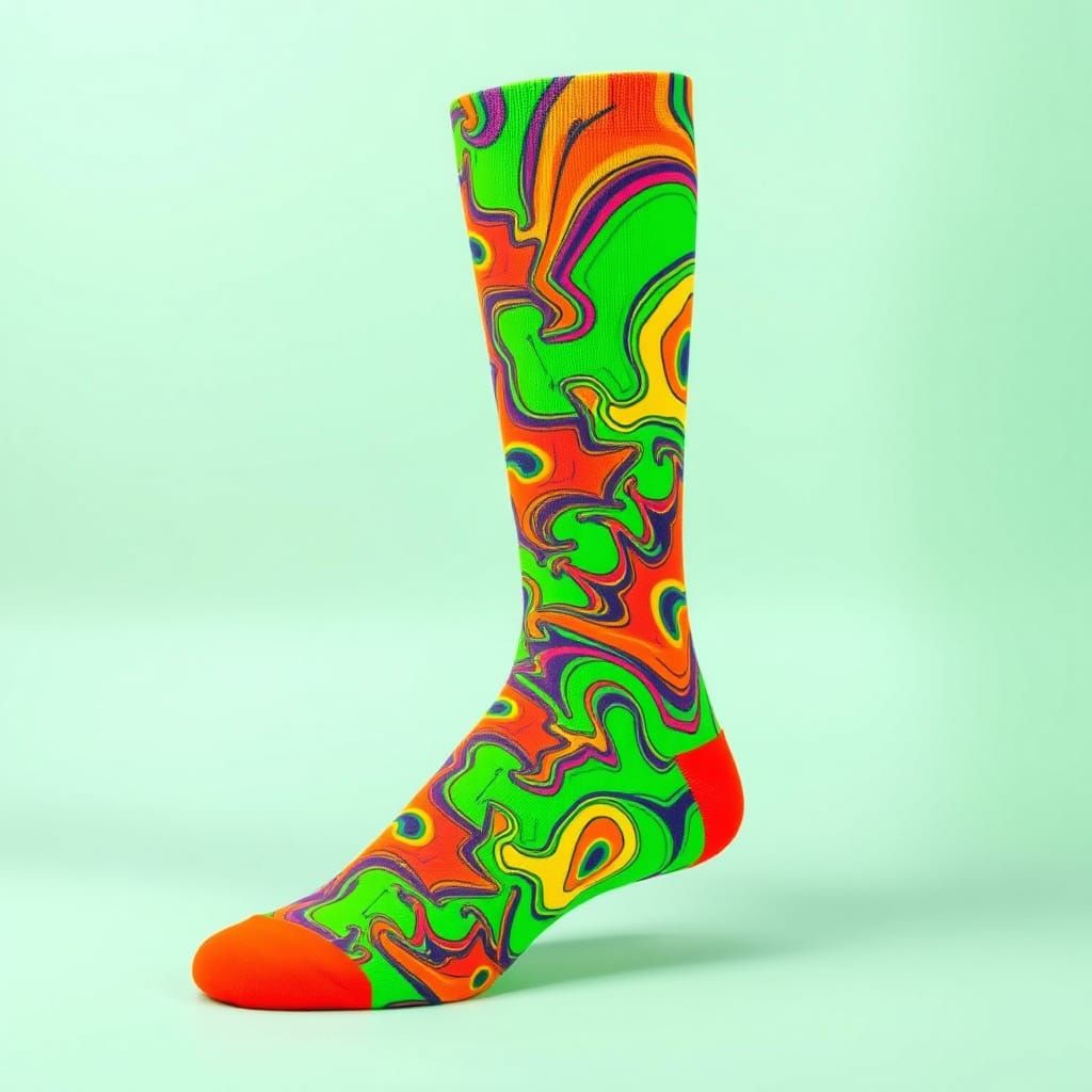 Neon Duo Chrome Explosion Sock Design