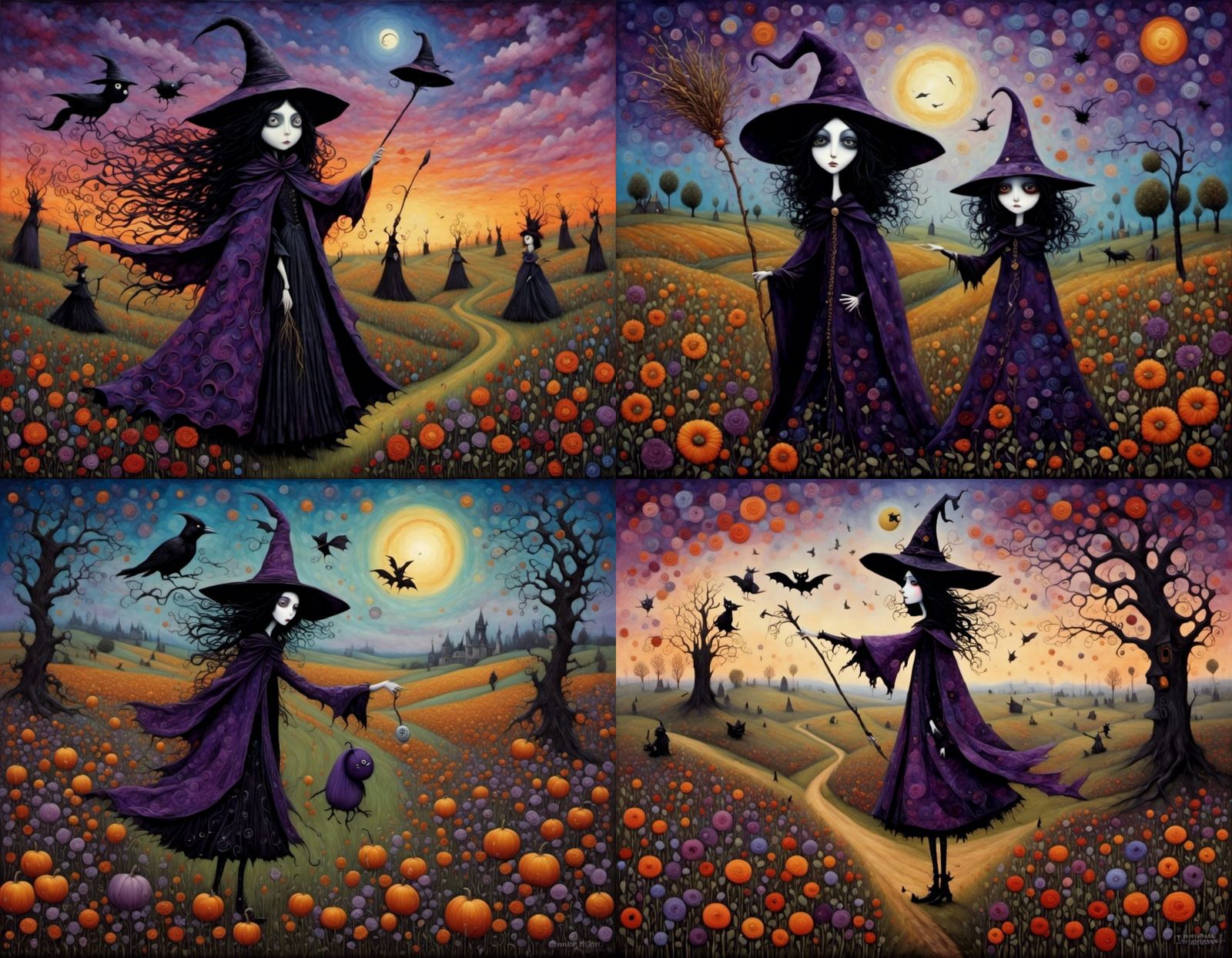 Whimsical Witch Apprentice Brings Scarecrow to Life