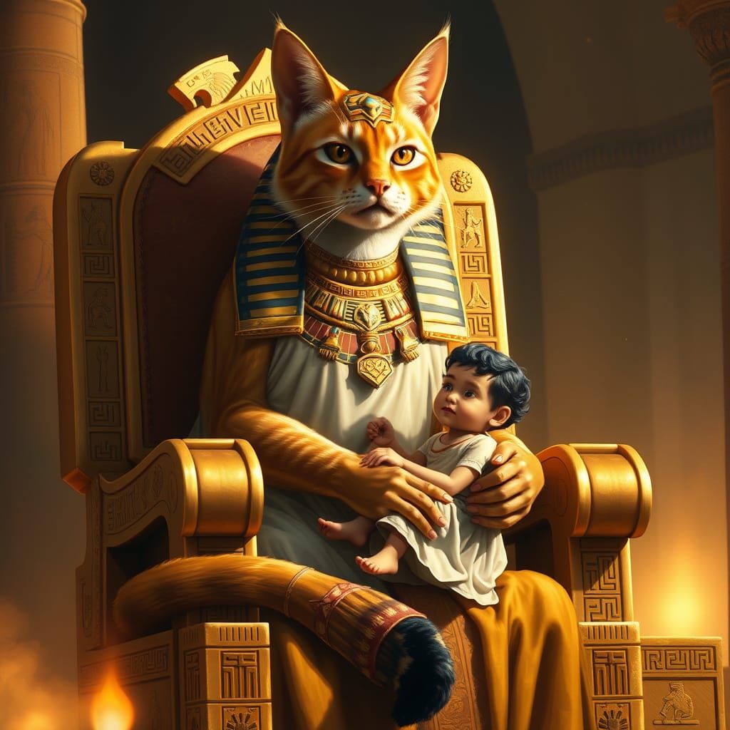 Feline Deity Reigns in Ancient Egyptian Realism