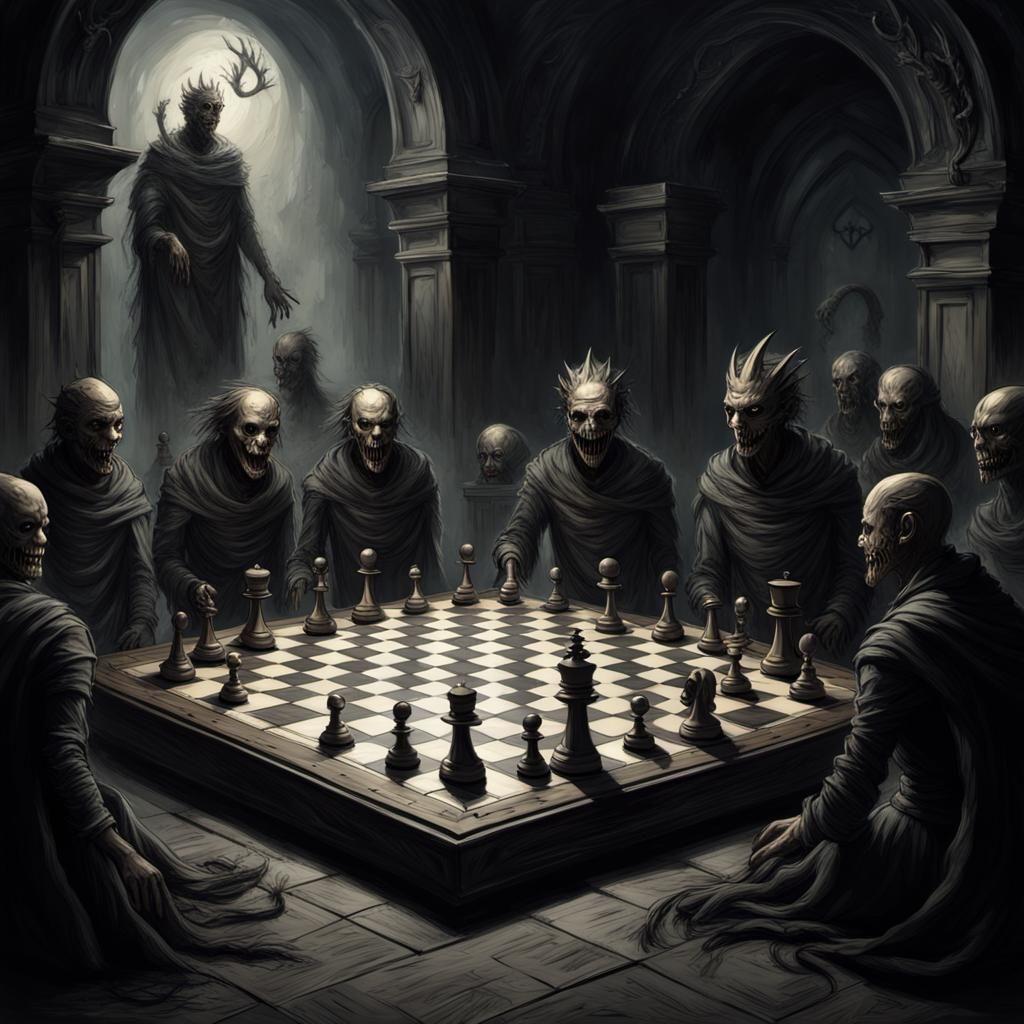 Horror Chessboard in Space: Doré and Rutkowski Style