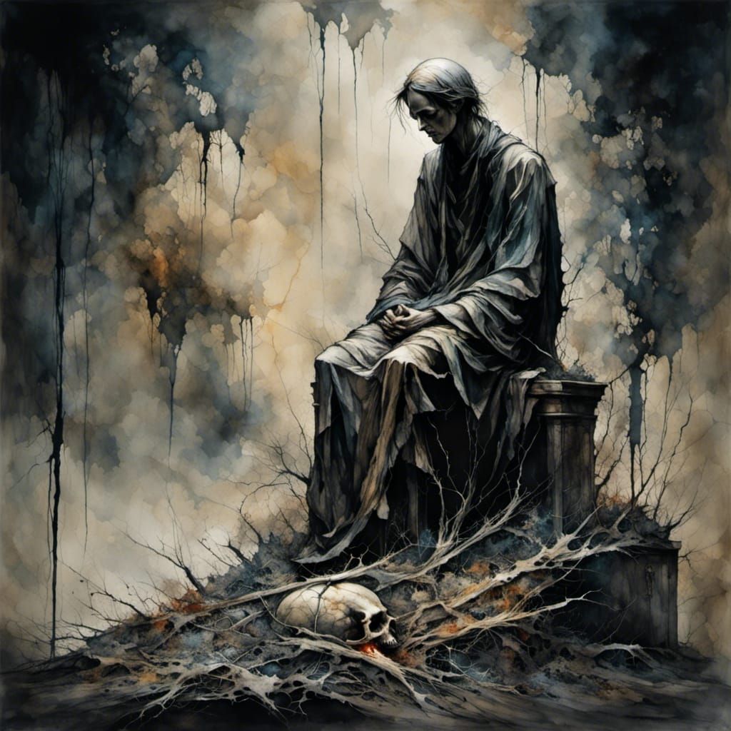 Dark Grave Scene Reflects War's Heavy Toll