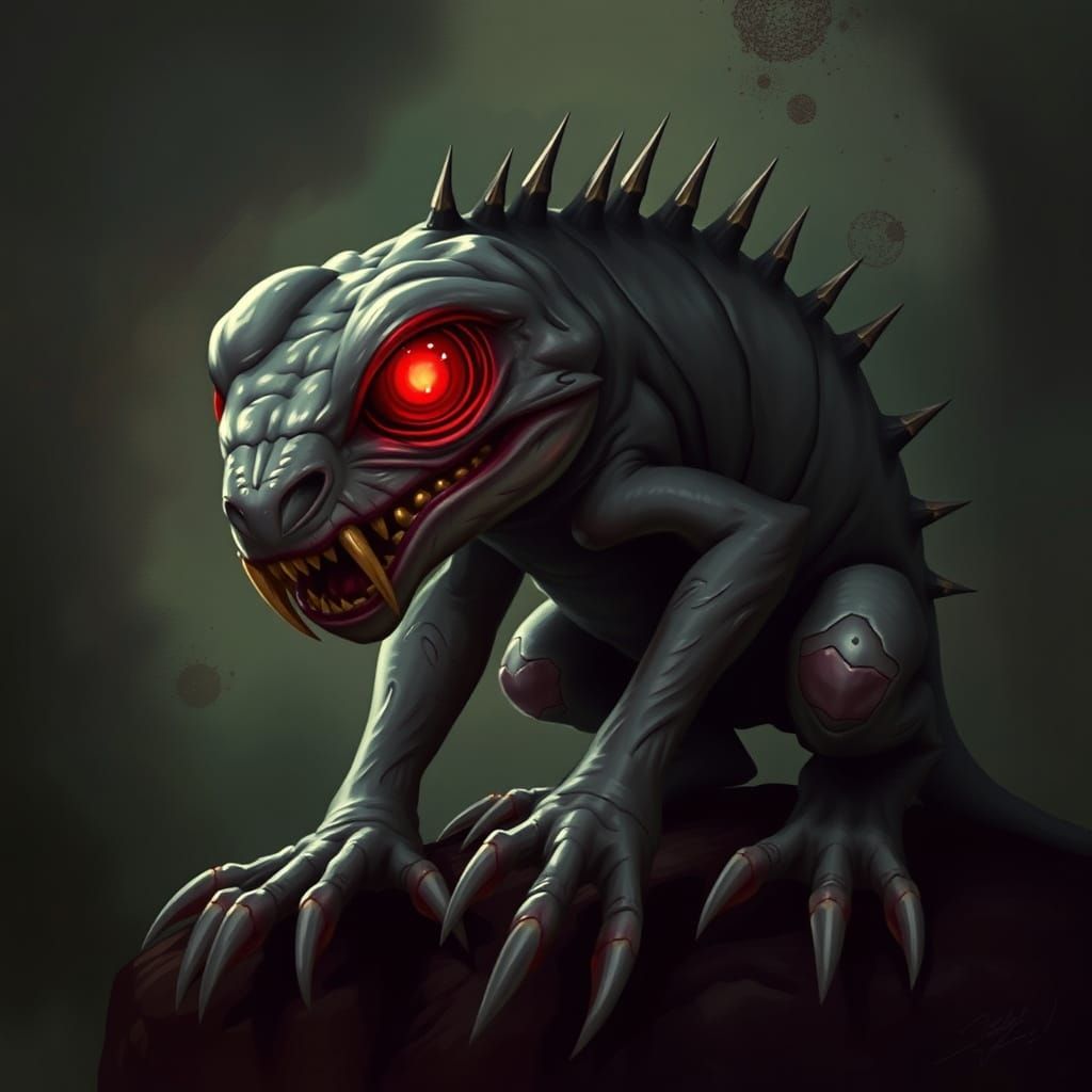 Chupacabra: Retro-Futuristic Reptilian Illustration