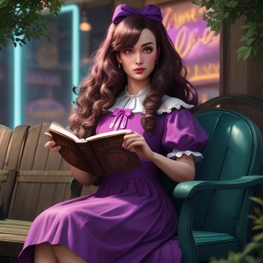 Retro Soda Shop Scene with Woman Reading