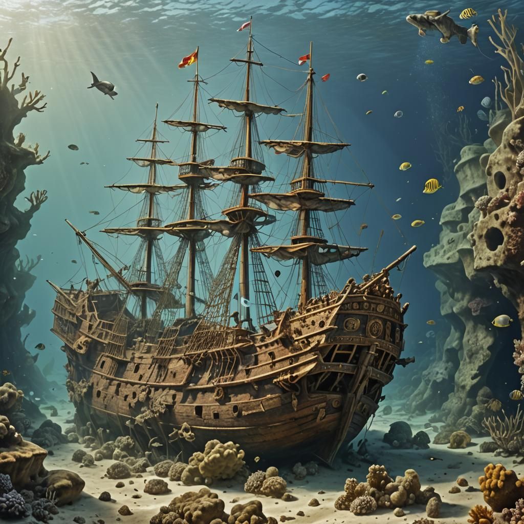 Sunken Galleon Transformed into Vibrant Coral Reef