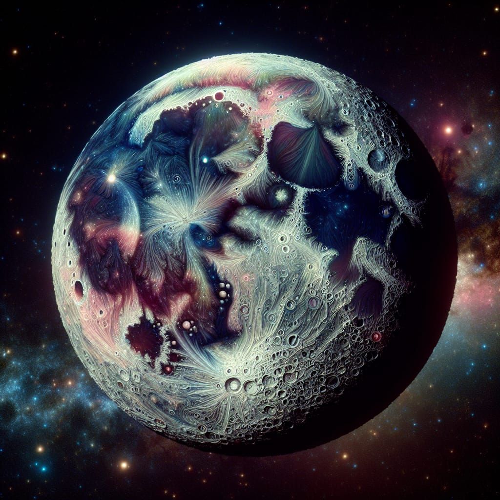 Lunar 'MOON' in Space with Bioluminescent Details