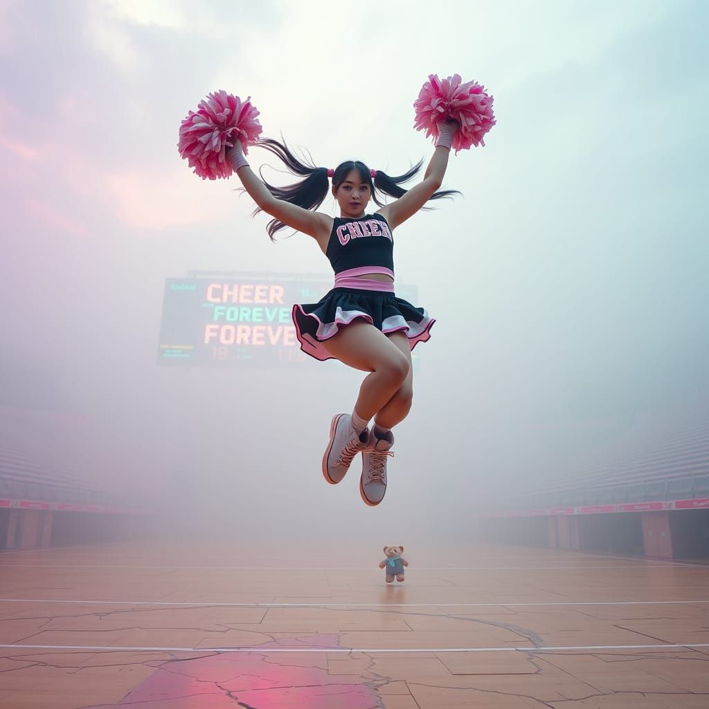 Pastel Goth Cheerleader in Dreamcore Stadium