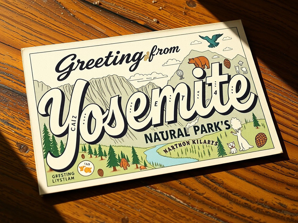 Vintage Yosemite Postcard in Retro-Chic Style