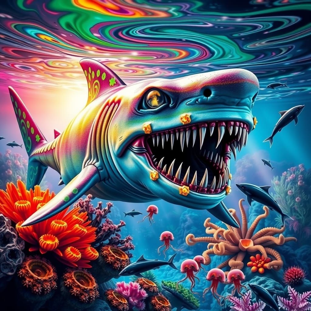 Prehistoric Alien Shark with Jeweled Teeth