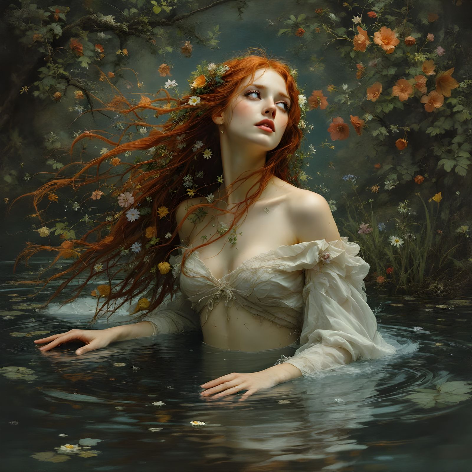 A Pre-Raphaelite Goddess Rises from the Lake