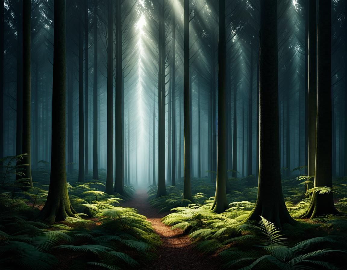 Mysterious Forest: Minimalist Geometric Light and Shadow