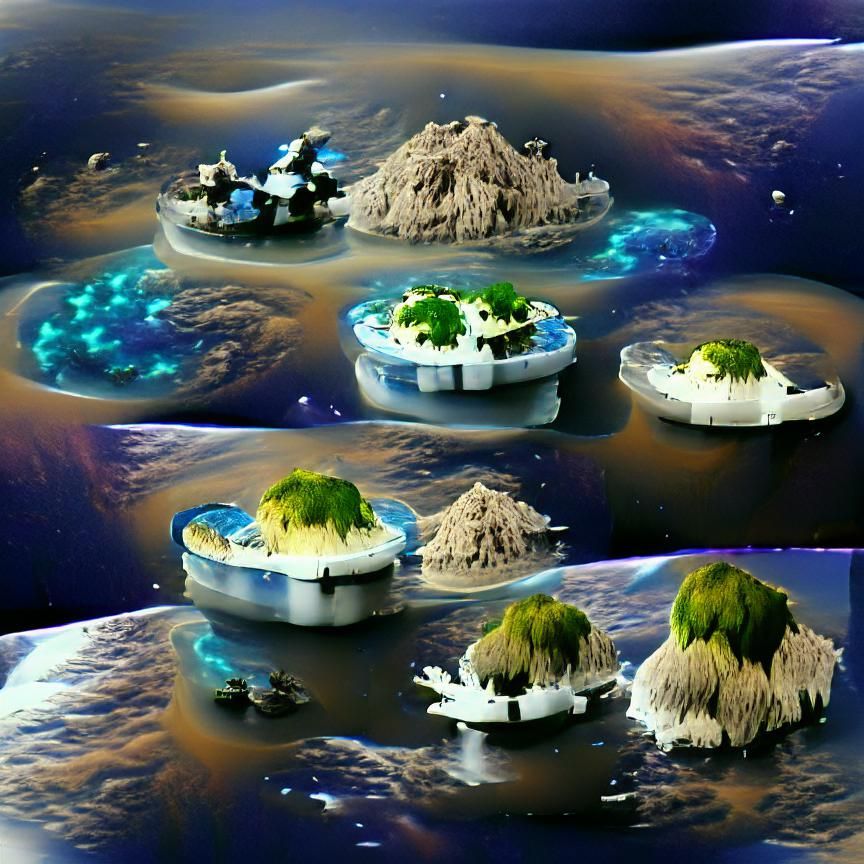 Floating Islands in Space: A Cosmic Dreamscape