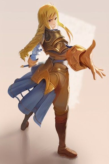 Armored Female Warrior in Anime Style