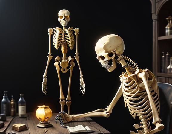 Furry Skeleton Bone Repair in Dark Fantasy Art