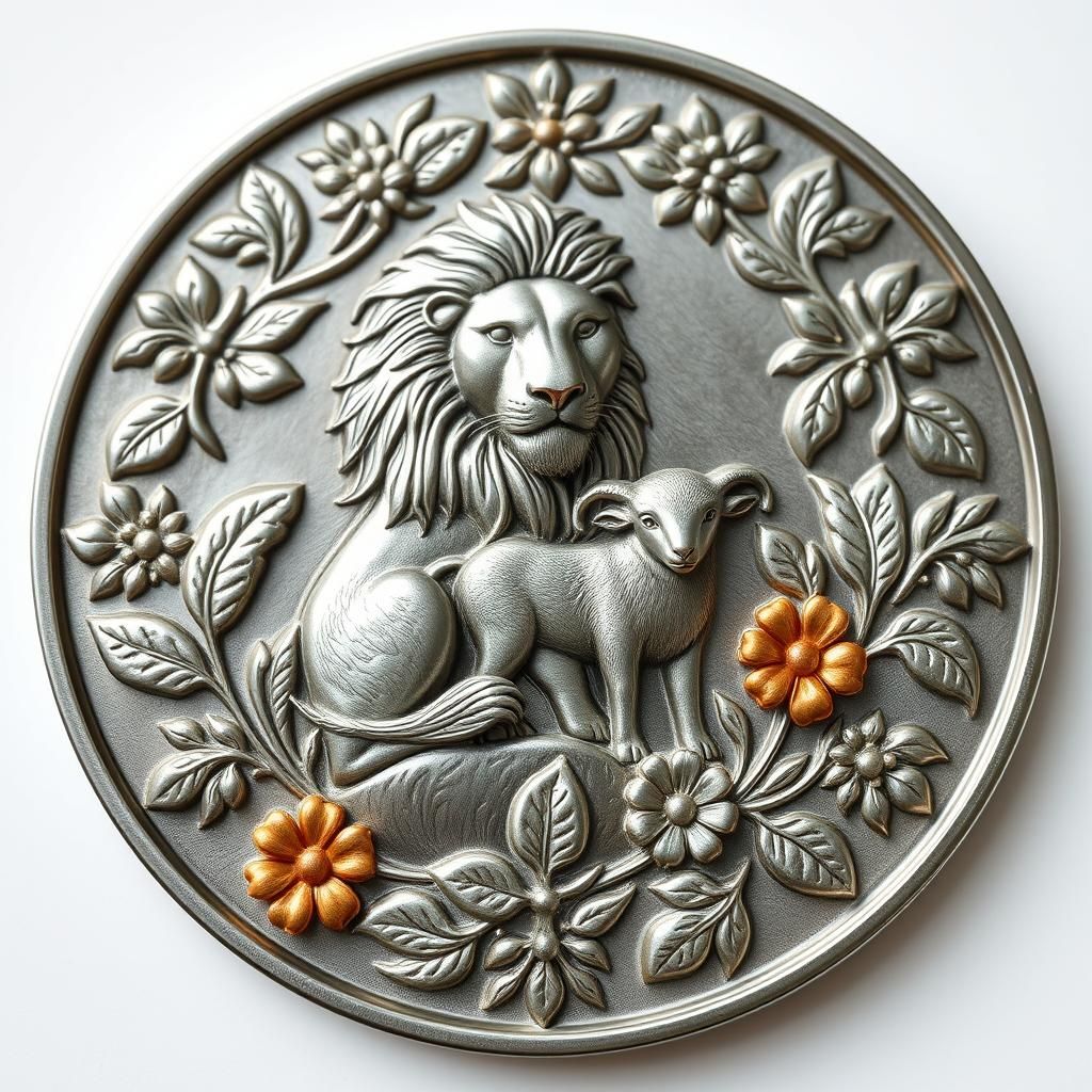 Ornate Medallion with Lion and Sheep, Mesopotamian Style