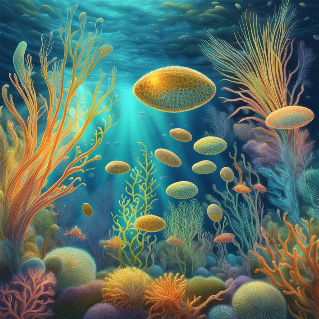 Diatom Sea Creatures in Underwater Garden
