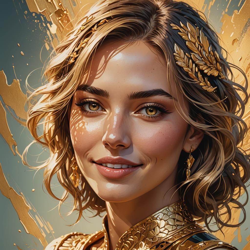 Hyperrealistic Young Woman with Benevolent Smile