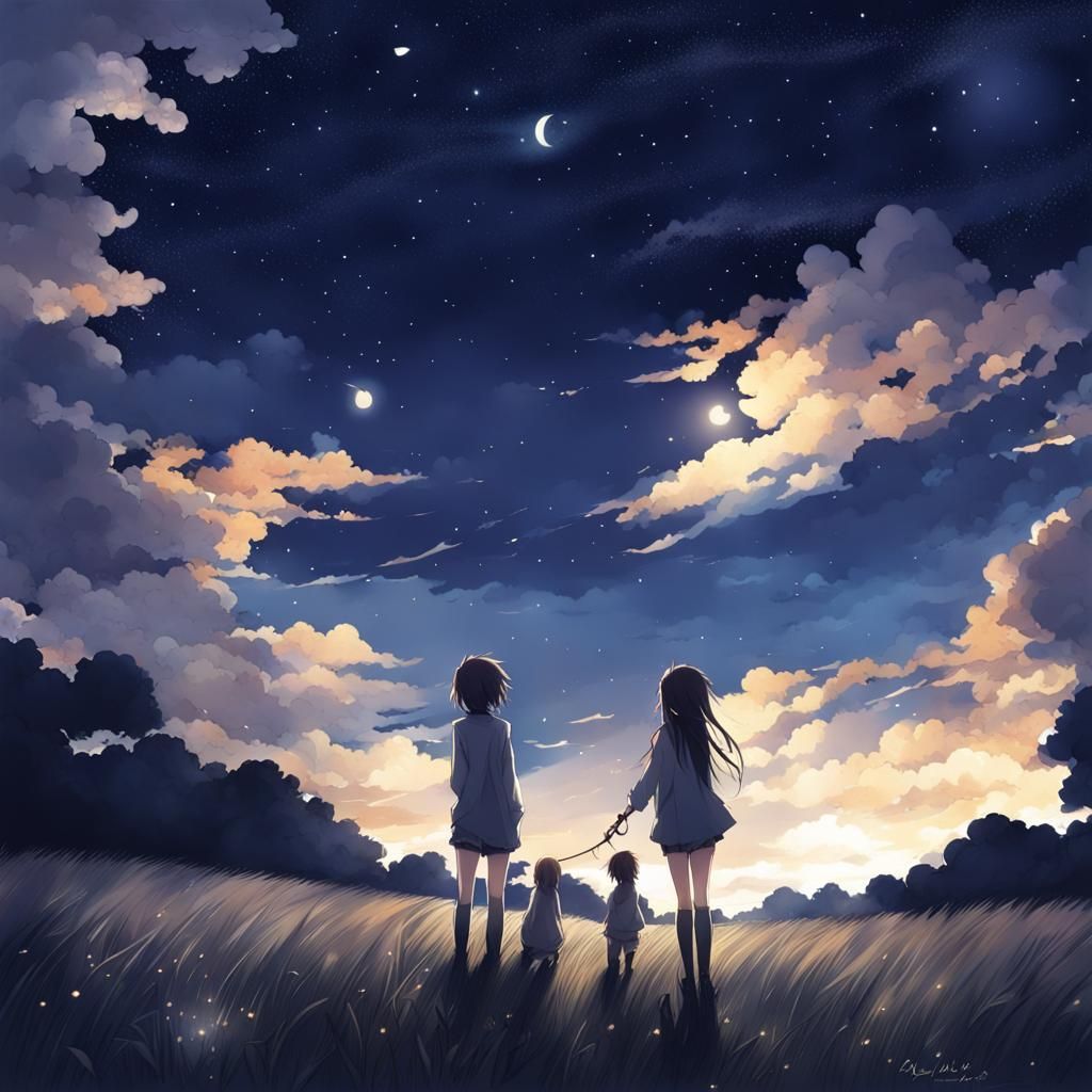 Anime Style Night Sky Manga Art