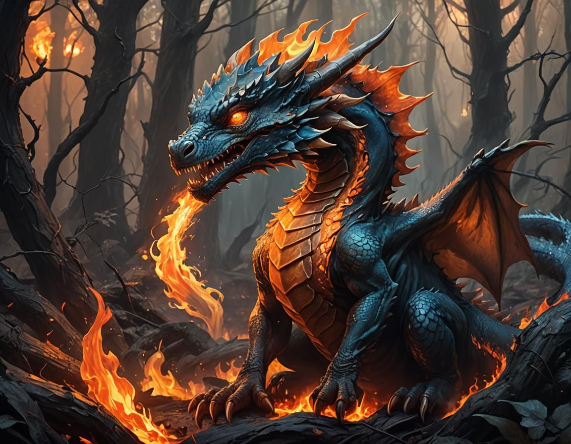 Fiery Baby Dragon's Struggle for Survival