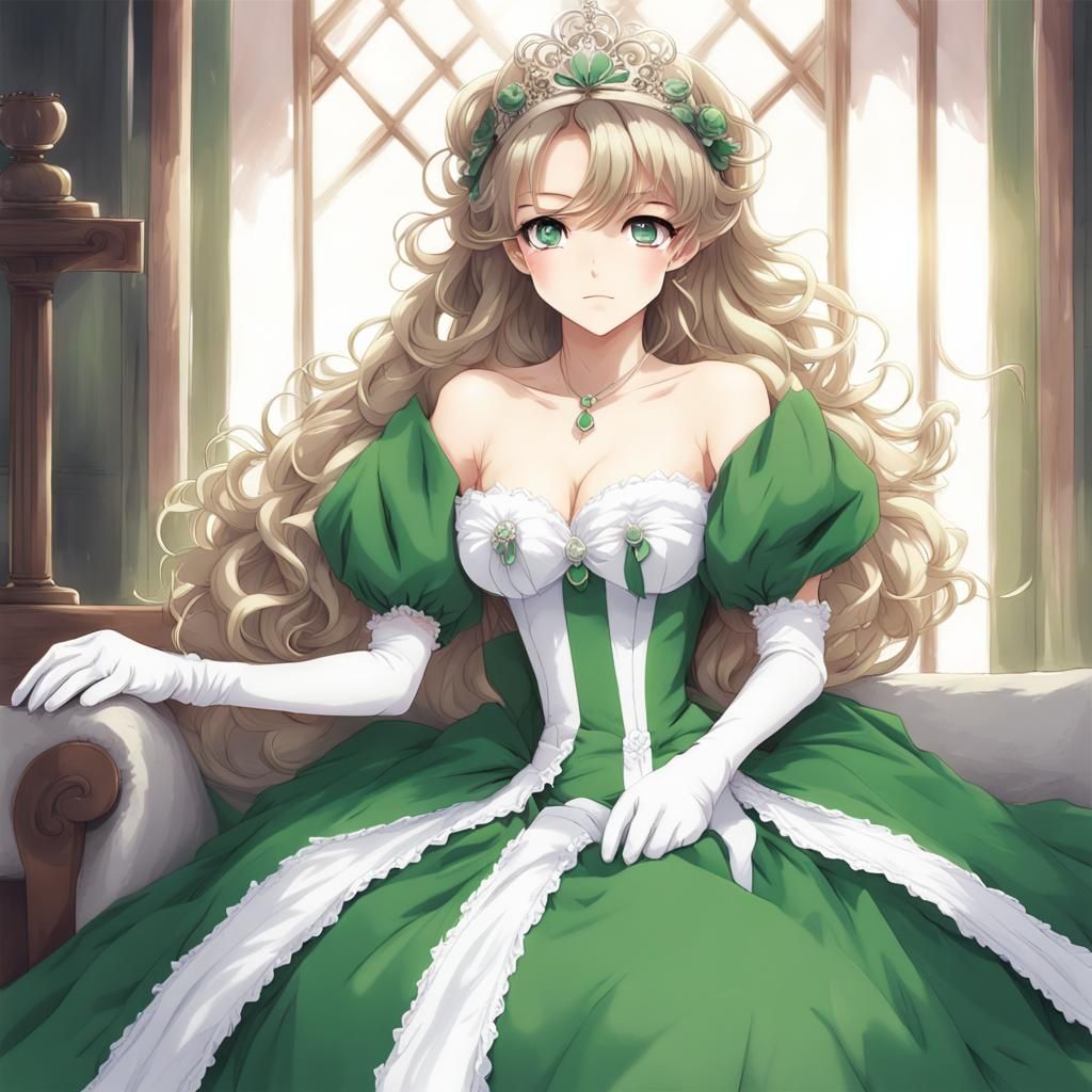 Anime Style Princess in Green Dress
