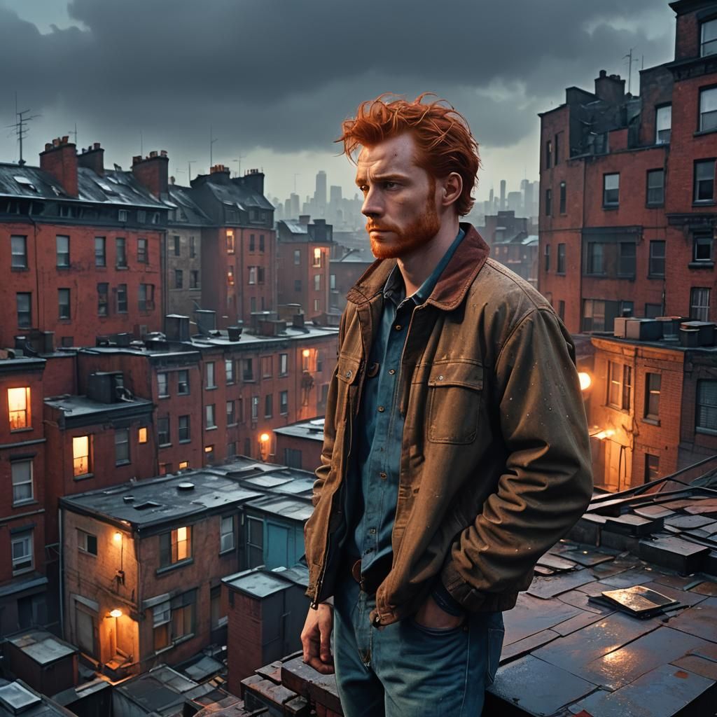 Rooftop Tenement: Futuristic Noir Matte Painting