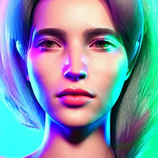 Graceful Woman in Neon Glow: Photorealistic Rendering